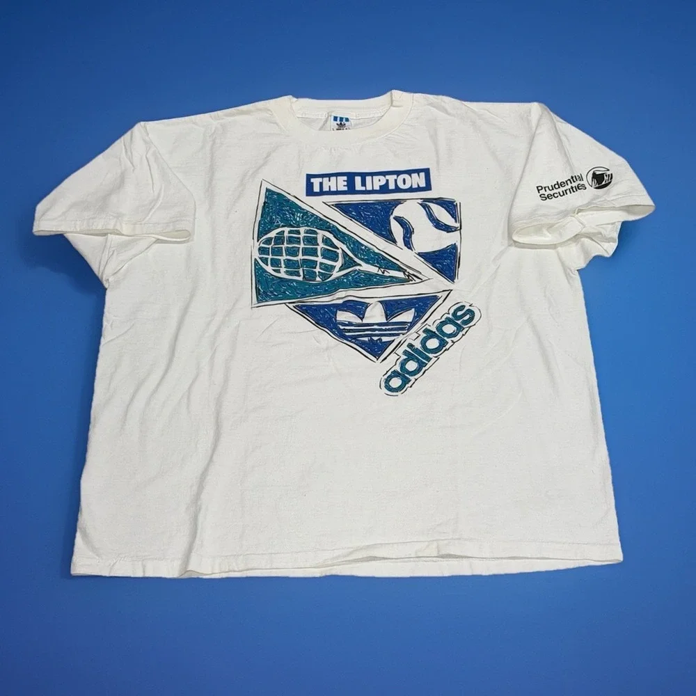 VTG 90s Adidas The Lipton International Tennis Championship Graphic Tee White XL